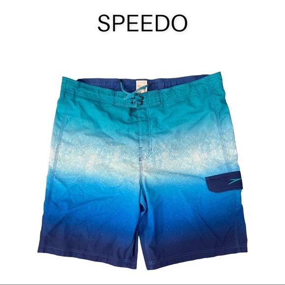 Speedo mens Large swim trunks ombré blues - Picture 1 of 9